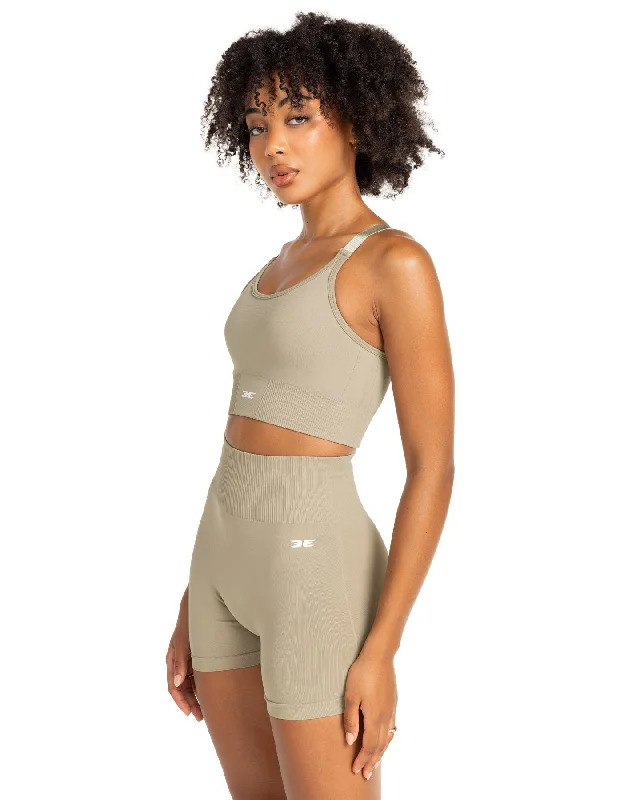 Elite Seamless V2 Shorts - Beige (Subtle Scrunch)