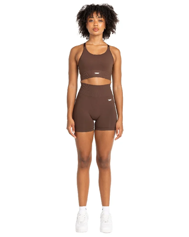 Elite Seamless V2 Shorts - Chocolate (Subtle Scrunch)