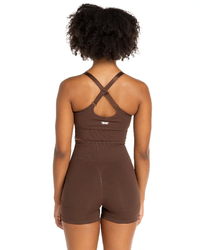 Elite Seamless V2 Shorts - Chocolate (Subtle Scrunch)