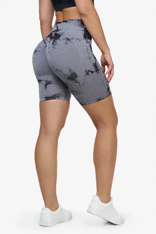 Grey Tie Dye Scrunch Shorts