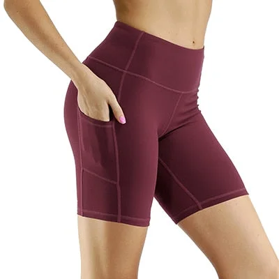 Women 8 inch Inseam High Waist Yoga Running Compression Shorts