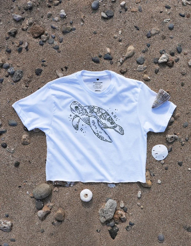 Just Keep Swimming Crop Tee - White