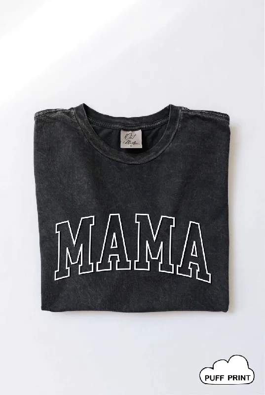 Mama Puff Print Mineral Wash Graphic Tee in Black