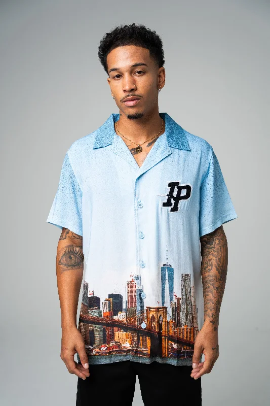 VISCOSE BUTTON UP - SKYLINE