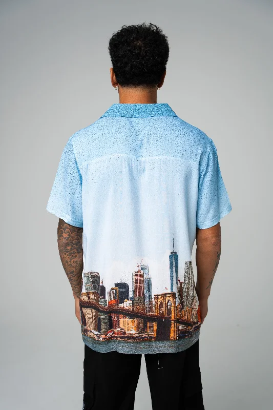 VISCOSE BUTTON UP - SKYLINE