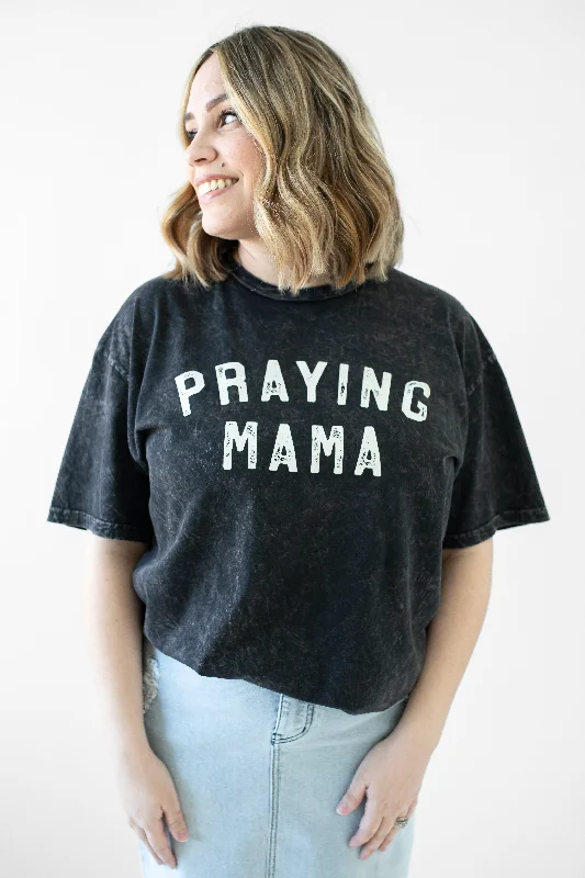 Praying Mama Graphic Tee in Mineral Black