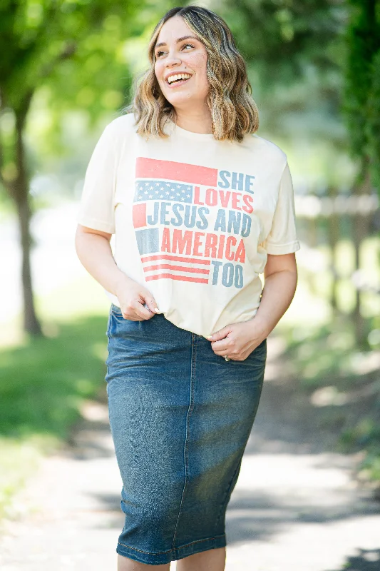 She Loves Jesus and America Too Vintage Graphic Tee