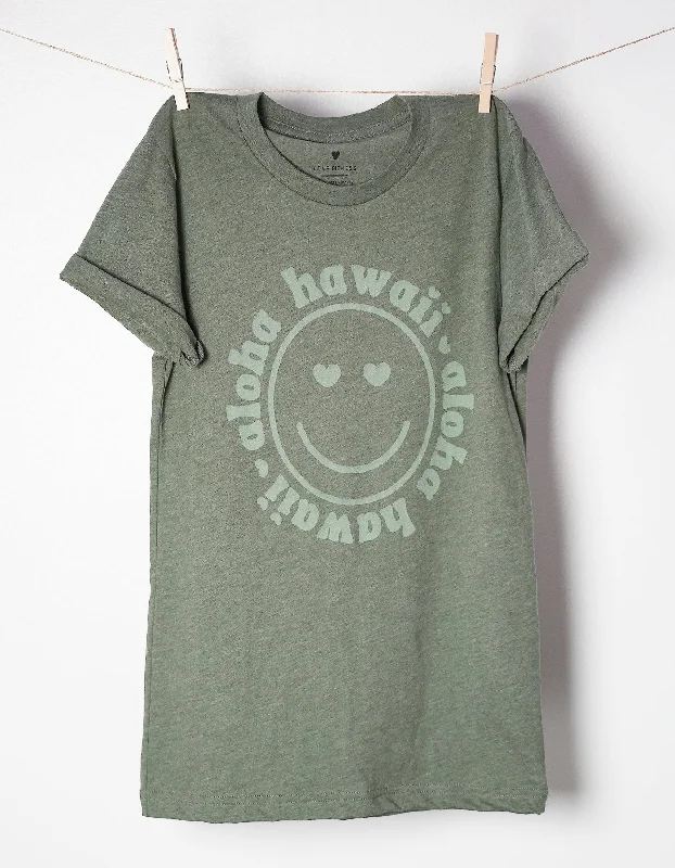 Smiley Face Recycled Tee - Military Green