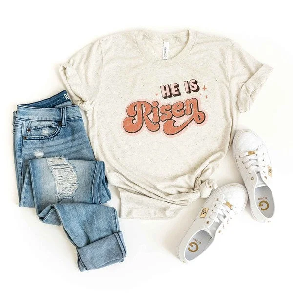 Retro He Is Risen Graphic Tee in Oatmeal