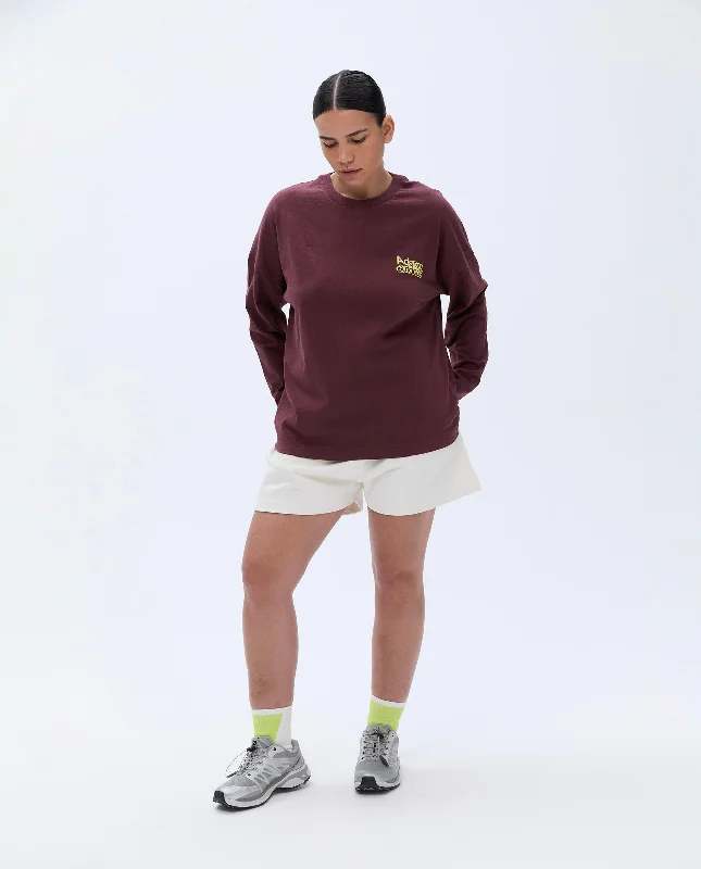 Trail Washed Long Sleeve Oversized T-shirt - Burgundy