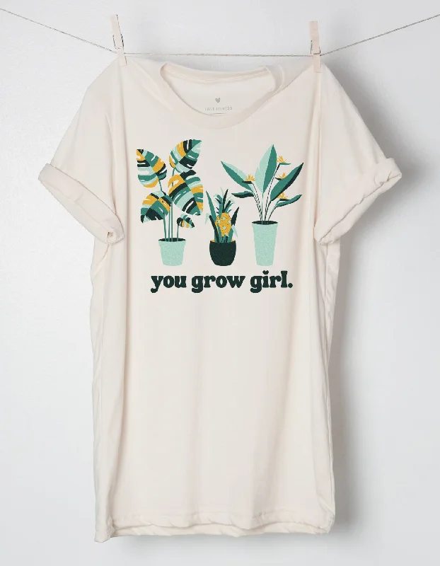 You Grow Girl Recycled Tee - Heather Natural