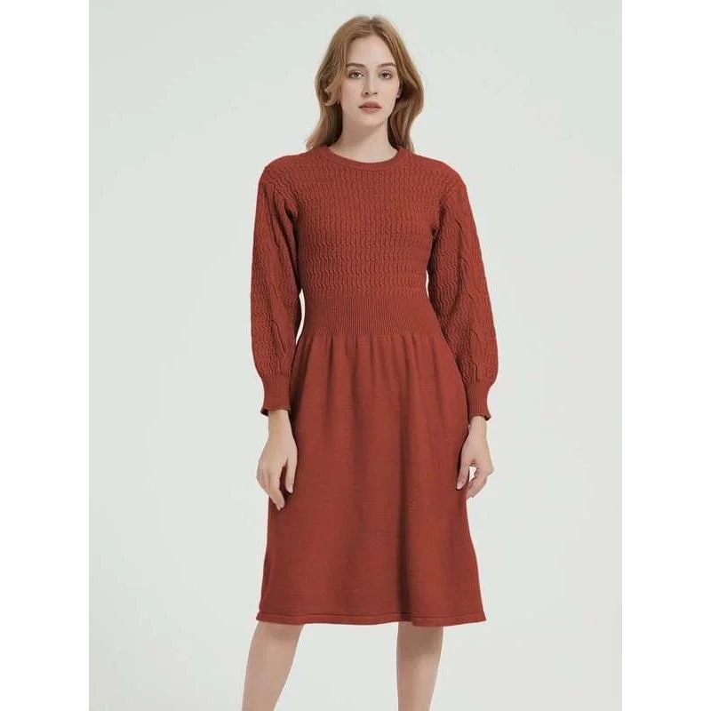 Elegant Long Sleeve Knitted Sweater Dress