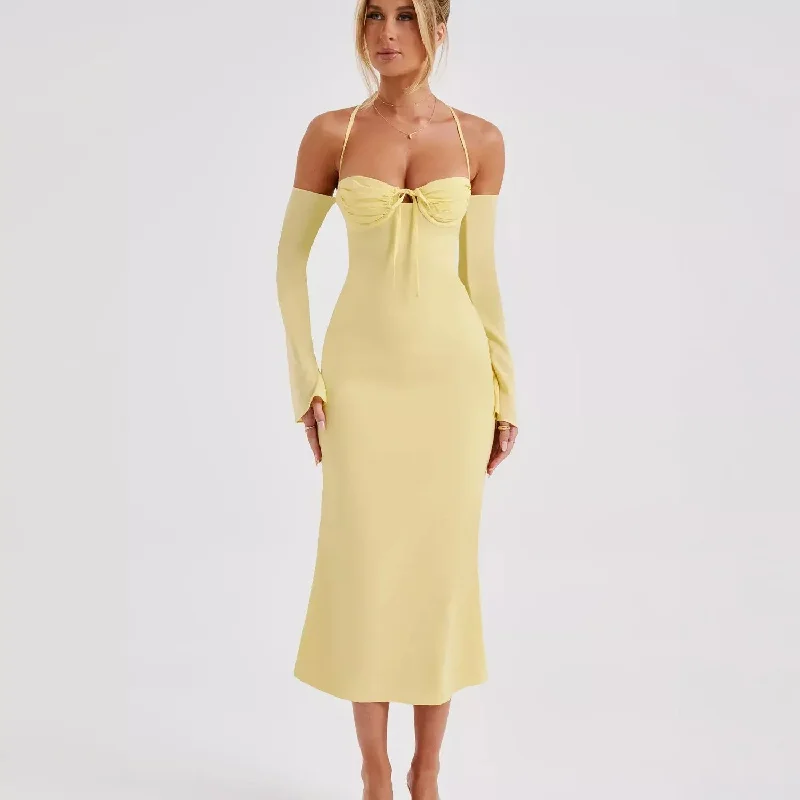 Townlike Elegant Midi Long Slim Bodycon Dress