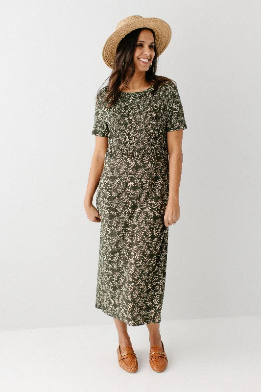 'Vita' Bamboo Blend Smocked Bodice Midi Dress