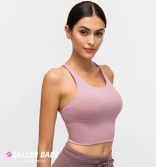 Baller Babe Middi Top with cross back Pink