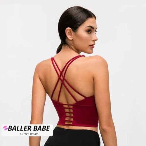 Baller Babe Middi Top with cross back Red Wine