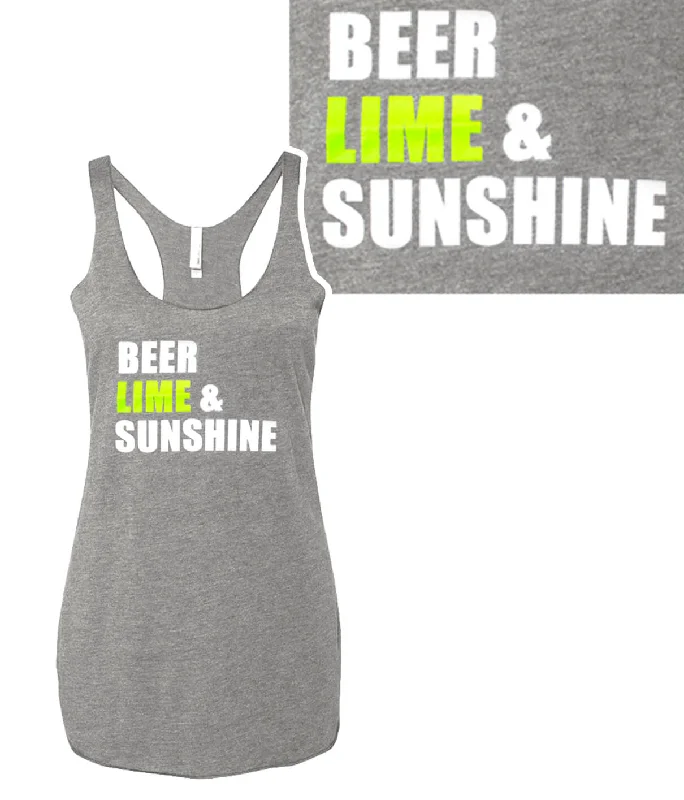 Beer, Lime & Sunshine - Grey Next Level - Women's Vintage Style Tank Top