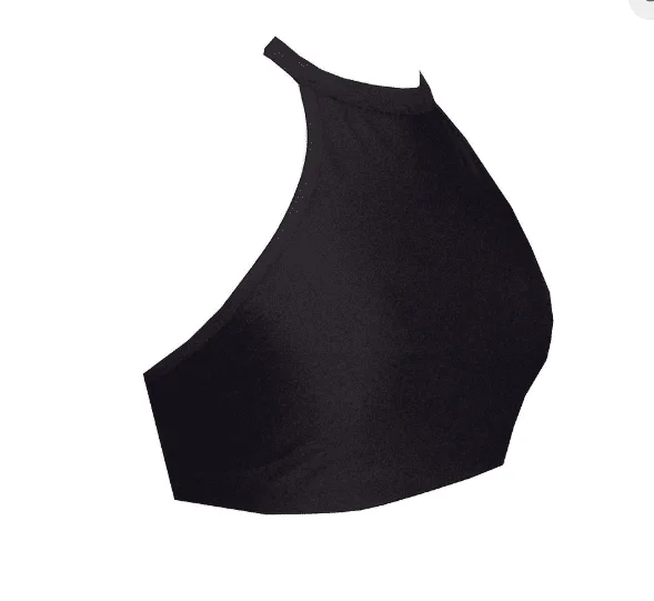 Black High Neck Sports Crop Top BK114bl