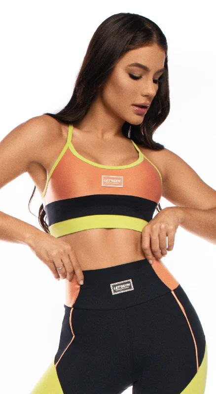 Colors Sports Bra - Black & Orange