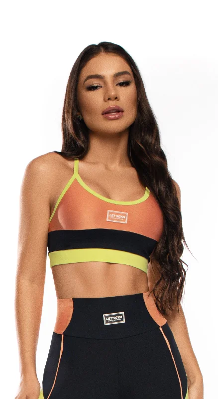 Colors Sports Bra - Black & Orange