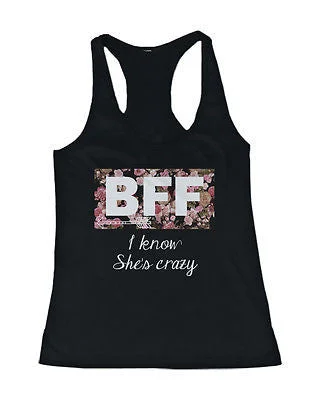 Cute Best Friend Tank Tops - Crazy BFF Floral Print Matching Tanks