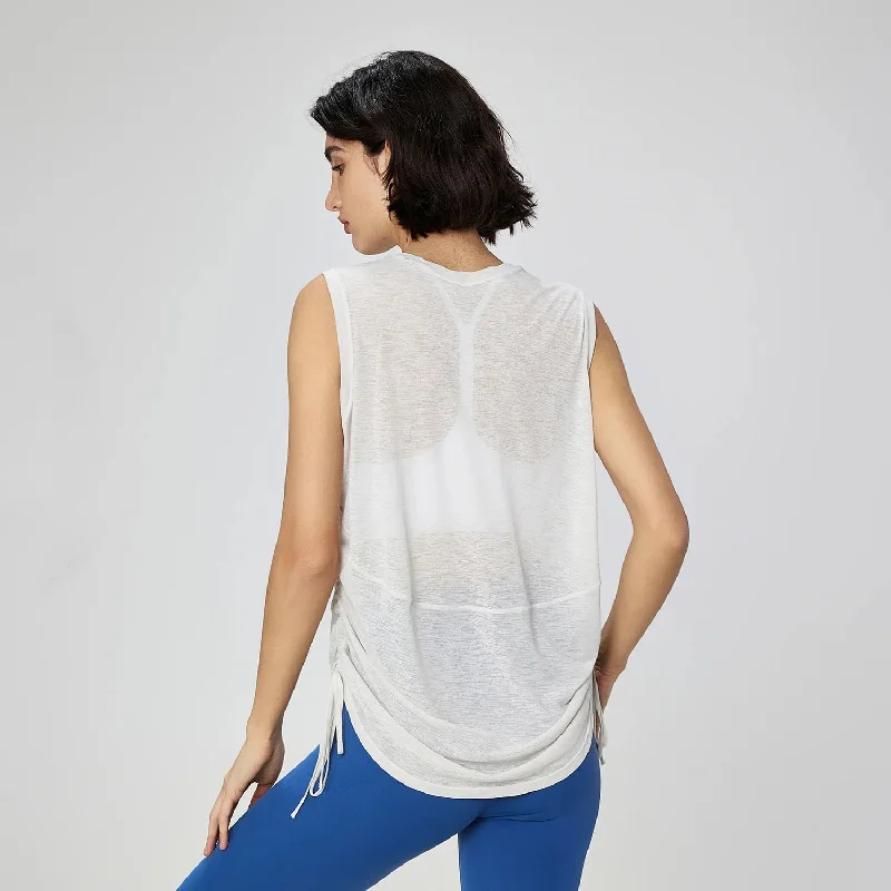 Loose Round Neck Hem Drawstring Top