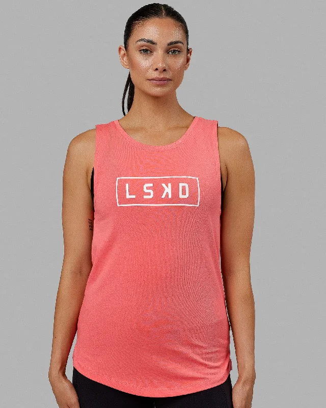 Luna Tank - Coral-White