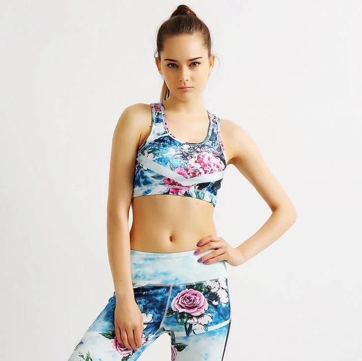 Print Red-White Amazing Flowers Sports Bra - Women