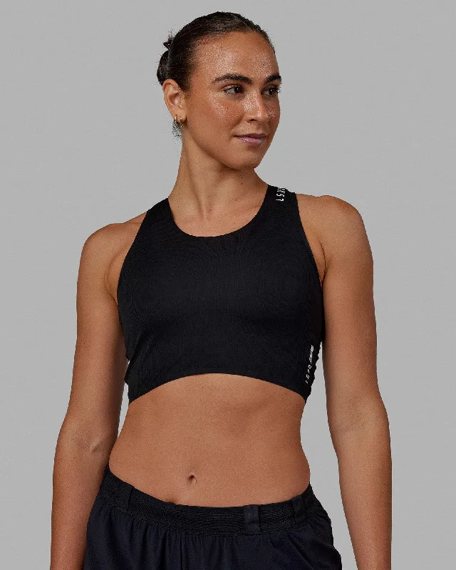 Race Day Cropped Performance Tank - Black-White