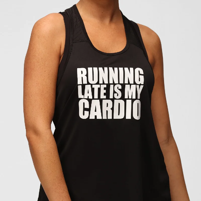 Running Late Is My Cardio Mesh Racerback Vest