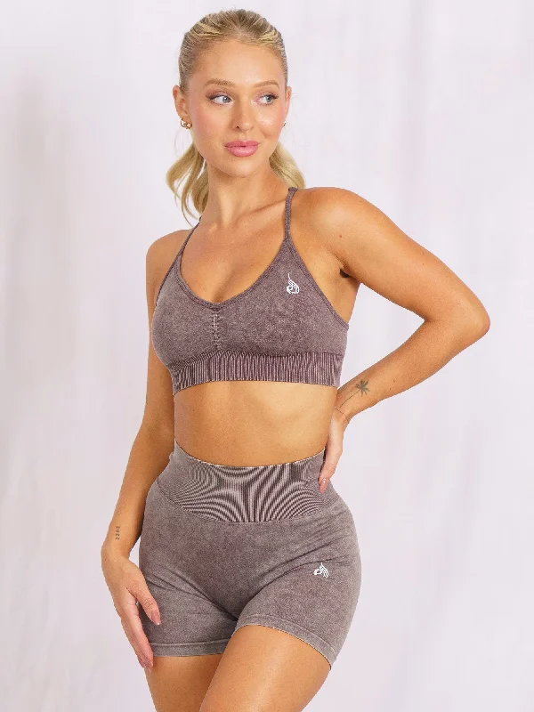 Stonewash Seamless Sports Bra - Chocolate Stonewash