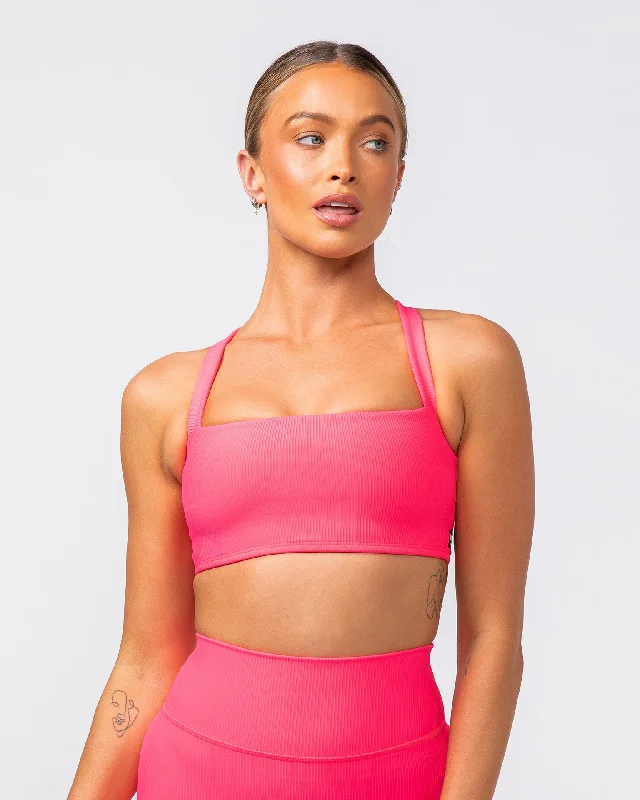 Twist Rib Bra - Neon Pink