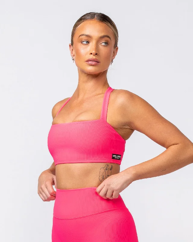 Twist Rib Bra - Neon Pink