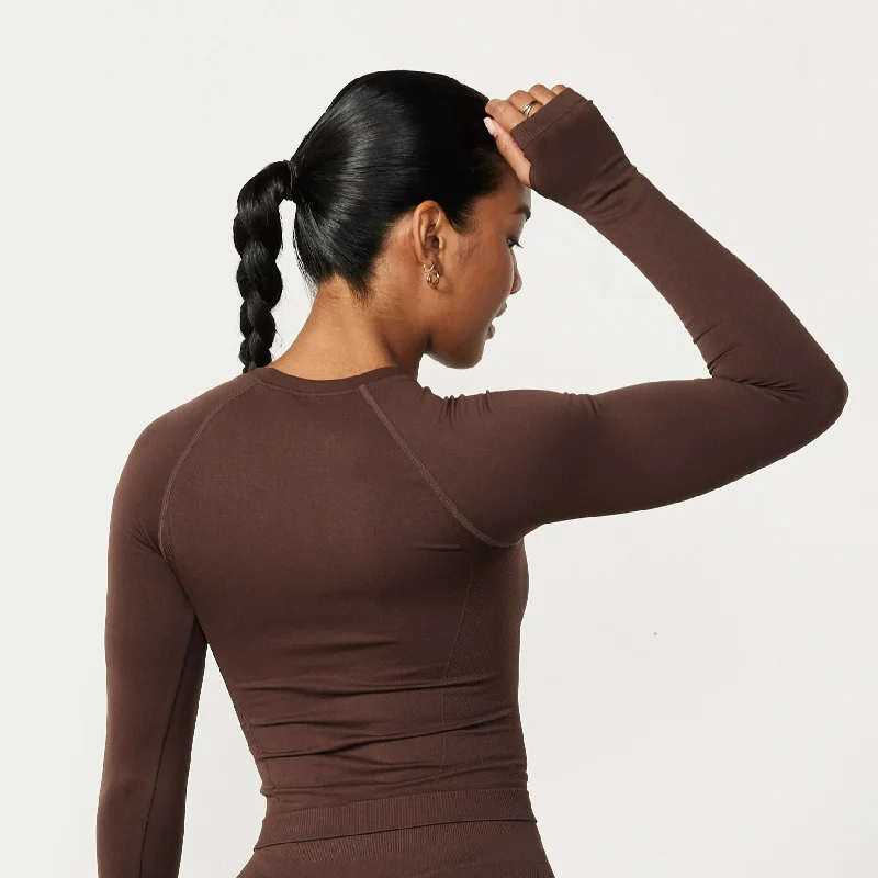 Vanquish Elevate Seamless Coffee Brown Long Sleeve Top