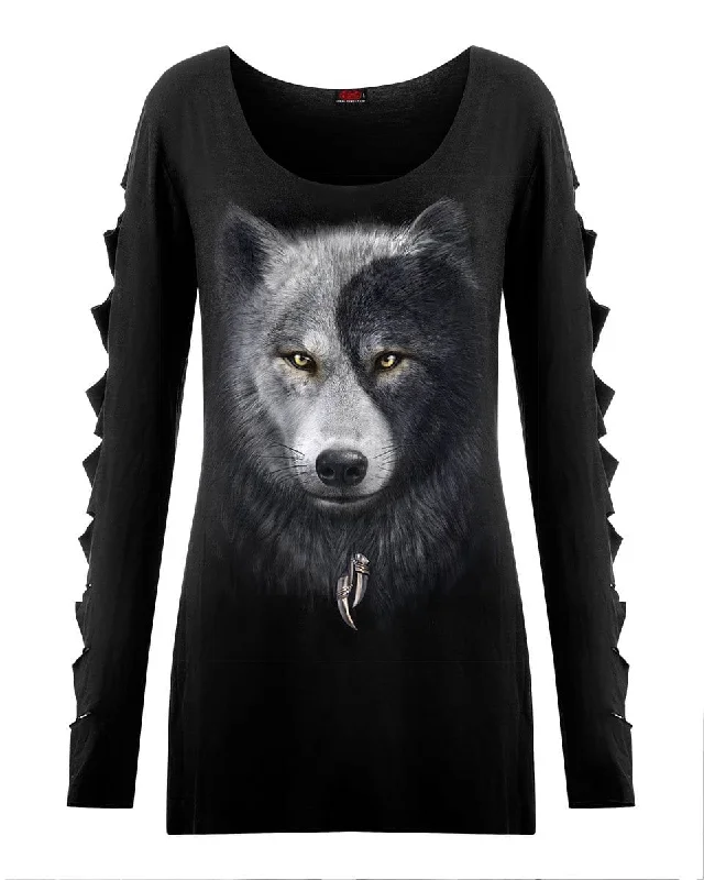 WOLF CHI - Slashed Sleeve Boatneck Top