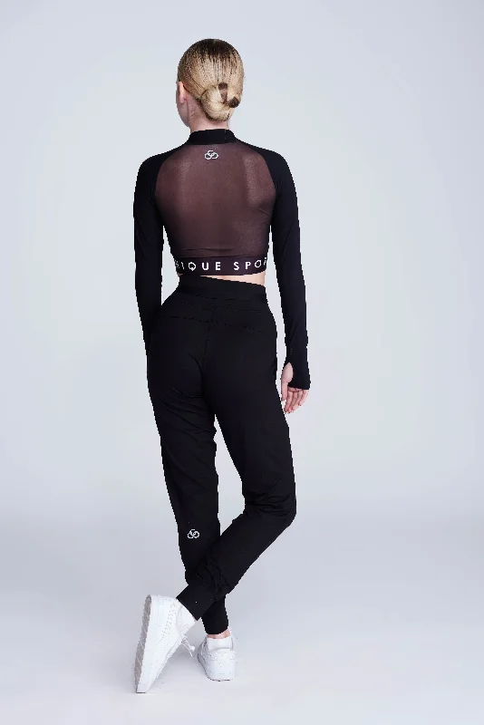 Ignite Long-Sleeve Crop Top in Black