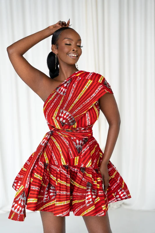 AFE African Print Flair Mini Infinity dress Casual V-Neck Mini Dress