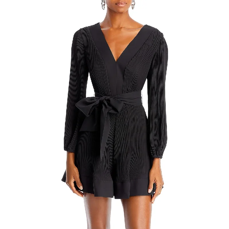 Womens Mini Pleated Fit & Flare Dress Stylish Button-Down Mini Dress