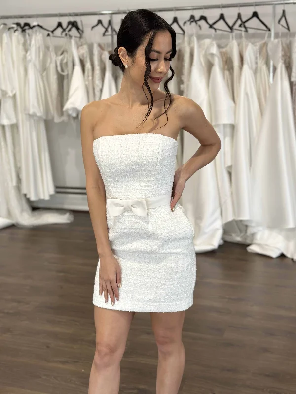 Emiliya Bridal Mini Elopement Dress Trendy Wraparound Mini Dress