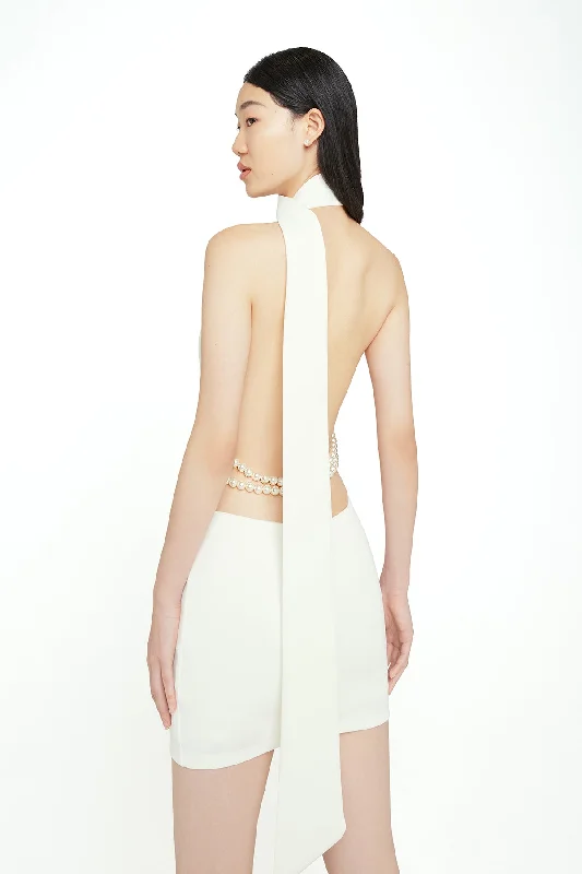 Kara Dress - Mini - Ivory Trendy Cut-Out Mini Dress