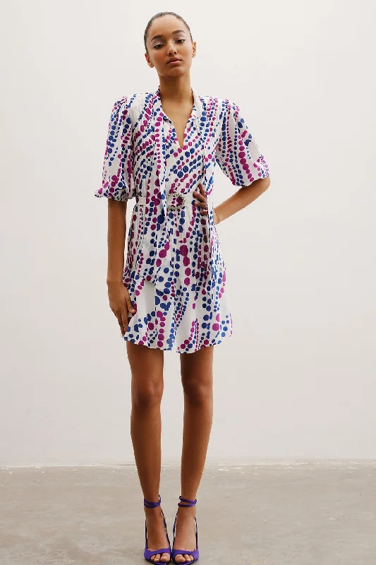 Kendall Mini Silk Dress | Navy & Purple Elegant Lace Mini Dress