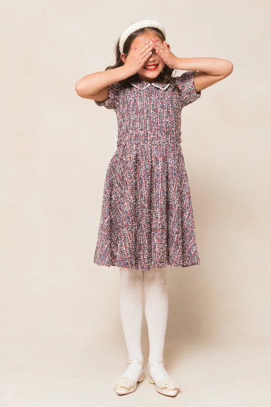 Mini Celine Dress in Navy Plaid - FINAL SALE Elegant Vintage Mini Dress