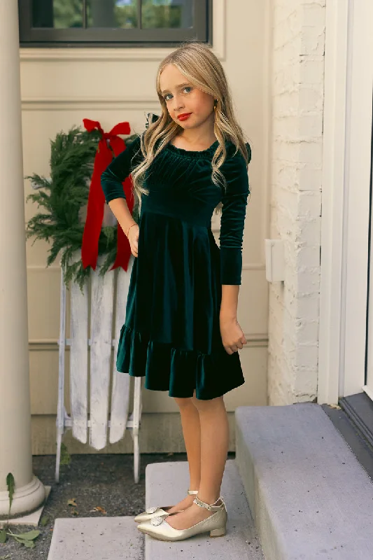 Mini Cleopatra Dress in Emerald Velvet Cozy Ruched Mini Dress