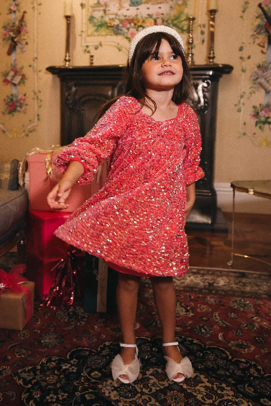 Mini Jewel Dress in Pink Sequin Fashionable Lace Mini Dress