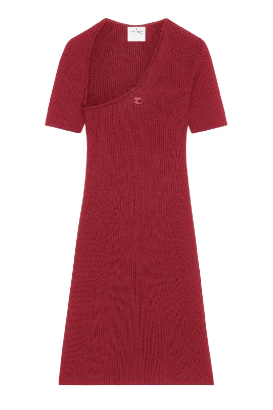 Mini Slash Rib Knit Dress Classic White Mini Dress