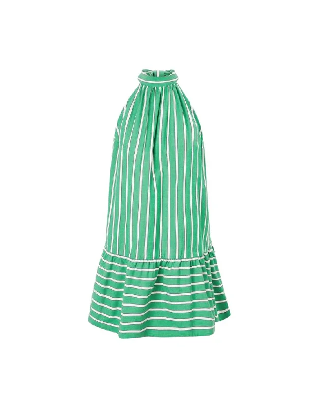 Staud Mini Marlowe Dress in Seaweed Stripe Cozy Cowl Neck Mini Dress