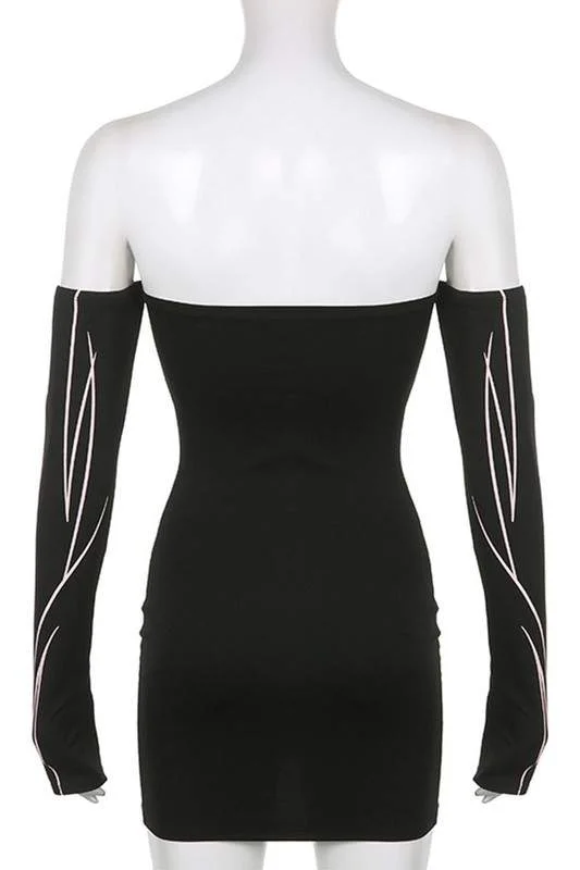 STRAPLESS MINI BLACK DRESS Elegant Velvet Mini Dress