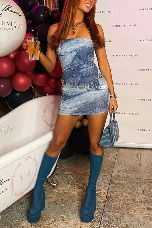 STRAPLESS MINI TUBE DRESS Trendy Bodycon Mini Dress