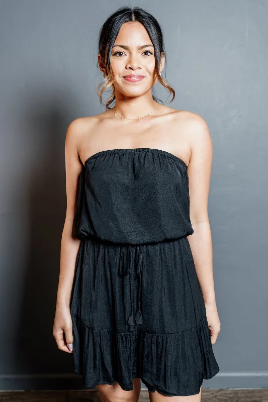 Strapless Tiered Mini Tube Dress Cozy Knit Mini Dress