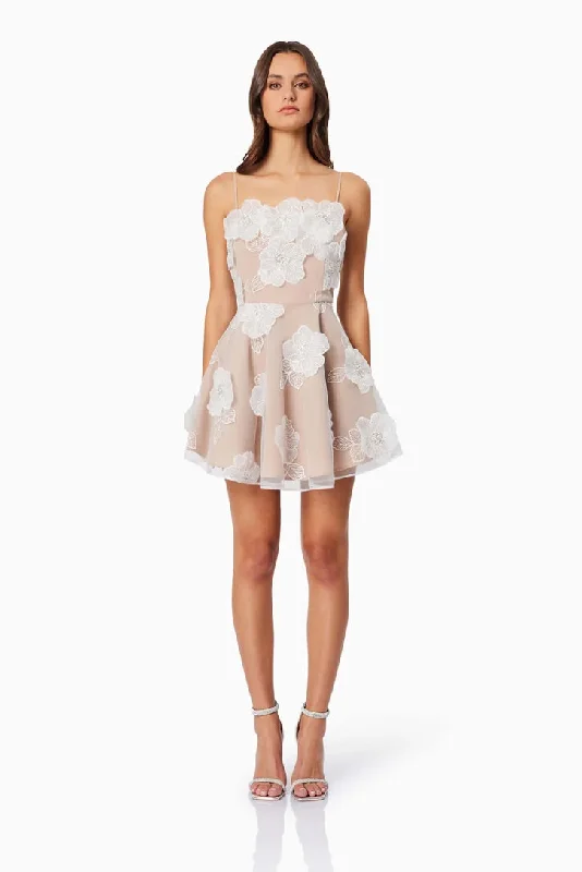 Elliatt Dahlia 3D Mini Dress - Ivory/Nude Trendy Camisole Mini Dress
